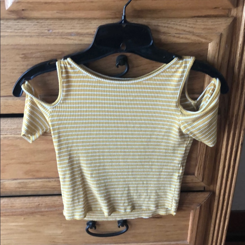 Yellow and white crop top